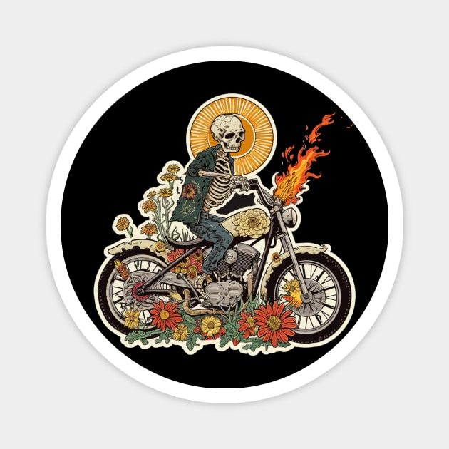 skeleton  riding a motobike Magnet by BDXTNG